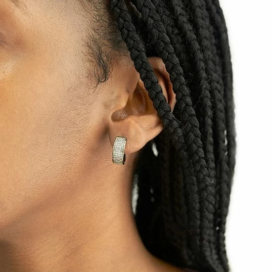 Wholesale ๐ Unbranded Gold Over Silver 1/4 Carat T.W. Diamond Multi-Row Hoop Earrings ๐คฉ - Image 6