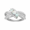 Discount 🎁 Unbranded Sterling Silver Lab-Created Opal & White Sapphire 3-Stone Ring 🛒