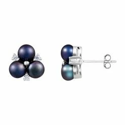 Best deal 🤩 Unbranded Sterling Silver Dyed Black Freshwater Cultured Pearl Stud Earrings 🥰