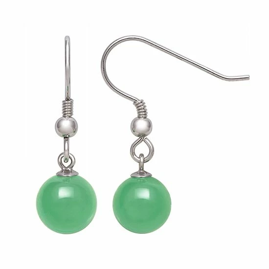 New โ๏ธ Unbranded Sterling Silver Jade Fishhook Drop Earrings ๐