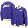Outlet ✔️ Unbranded Men's Los Angeles Lakers Purple Mitchell & Ness Hardwood Classics 75th Anniversary Authentic Warmup Full-Snap Jacket 🧨