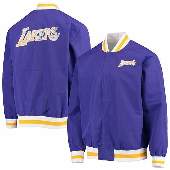 Outlet โ๏ธ Unbranded Men's Los Angeles Lakers Purple Mitchell & Ness Hardwood Classics 75th Anniversary Authentic Warmup Full-Snap Jacket ๐งจ