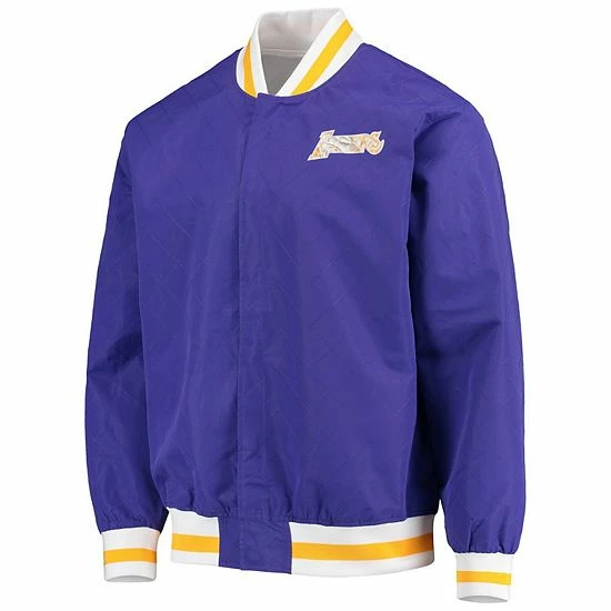 Outlet โ๏ธ Unbranded Men's Los Angeles Lakers Purple Mitchell & Ness Hardwood Classics 75th Anniversary Authentic Warmup Full-Snap Jacket ๐งจ - Image 3