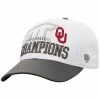Best Sale ❤️ Unbranded Men's Top Of The World White/Gray Oklahoma Sooners 2019 Big 12 Football Champions Locker Room Adjustable Hat 👏