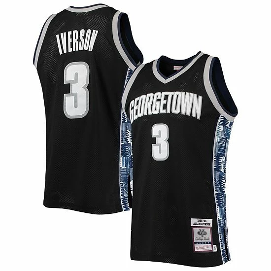 Coupon ✨ Unbranded Men's Mitchell & Ness Allen Iverson Black Georgetown Hoyas 1995-96 Authentic Throwback Jersey ❤️