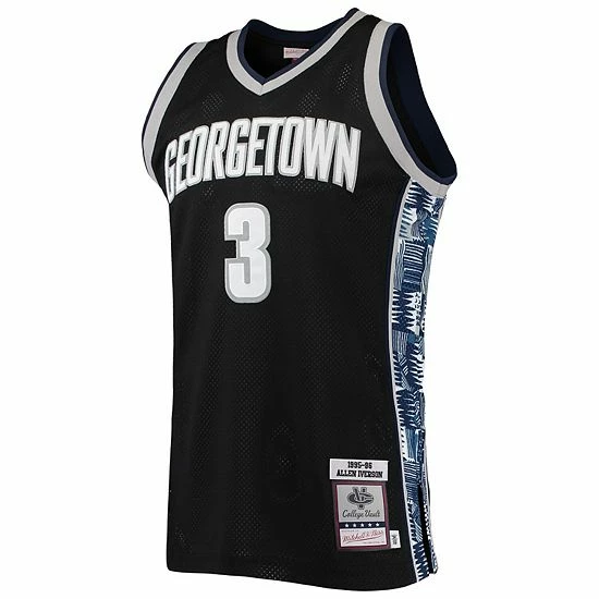 Coupon ✨ Unbranded Men's Mitchell & Ness Allen Iverson Black Georgetown Hoyas 1995-96 Authentic Throwback Jersey ❤️ - Image 3