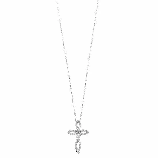 Promo 👏 Unbranded 1/4 Carat T.W Diamond Cross Pendant Necklace Sterling Silver 😍
