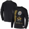 Promo 😍 Unbranded Men's NFL X Staple Black Pittsburgh Steelers World Renowned Long Sleeve T-Shirt 🔔