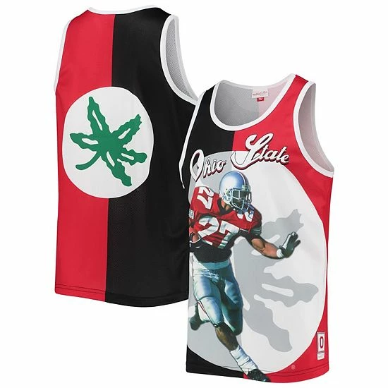 Cheap 😀 Unbranded Men's Mitchell & Ness Eddie George Black/Scarlet Ohio State Buckeyes Sublimated Player Tank Top ✨ - Image 2