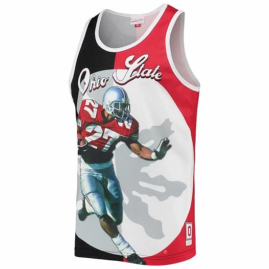 Cheap 😀 Unbranded Men's Mitchell & Ness Eddie George Black/Scarlet Ohio State Buckeyes Sublimated Player Tank Top ✨ - Image 3