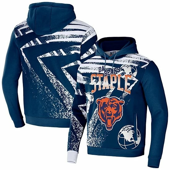 Hot Sale ๐ Unbranded Men's NFL X Staple Navy Chicago Bears All Over Print Pullover Hoodie โค๏ธ - Image 2
