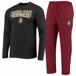 Best Pirce 🥰 Unbranded Men's Concepts Sport Garnet/Heathered Charcoal Florida State Seminoles Meter Long Sleeve T-Shirt & Pants Sleep Set 😍