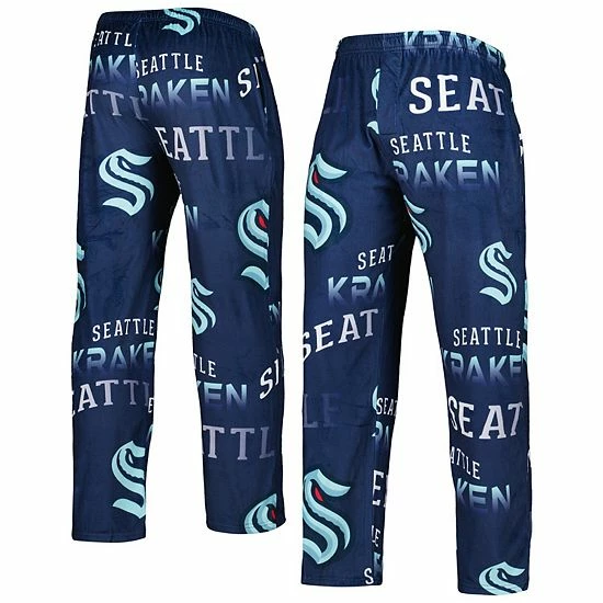 Cheap 🎁 Unbranded Men's Concepts Sport Deep Sea Blue Seattle Kraken Windfall Allover Microfleece Pajama Pants ⌛ - Image 2
