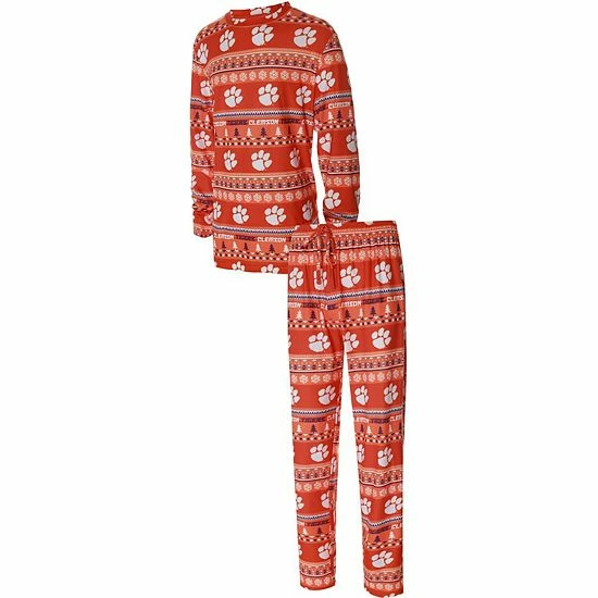 Discount 👏 Unbranded Men's Concepts Sport Orange Clemson Tigers Ugly Sweater Knit Long Sleeve Top And Pant Set 😉