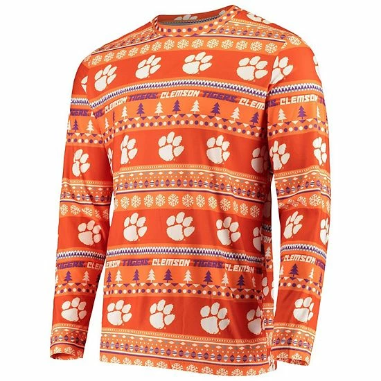 Discount 👏 Unbranded Men's Concepts Sport Orange Clemson Tigers Ugly Sweater Knit Long Sleeve Top And Pant Set 😉 - Image 3