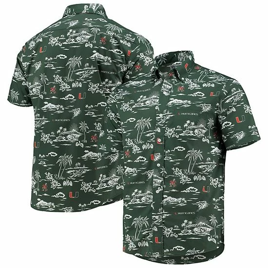 Best deal 👏 Unbranded Men's Reyn Spooner Green Miami Hurricanes Classic Button-Down 👚 Shirt 😀