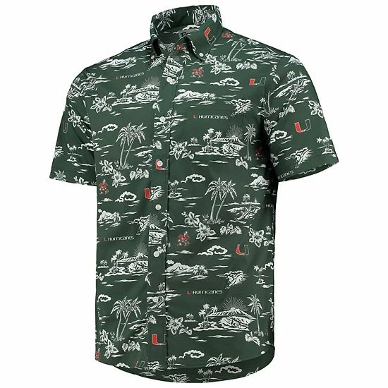 Best deal 👏 Unbranded Men's Reyn Spooner Green Miami Hurricanes Classic Button-Down 👚 Shirt 😀 - Image 3