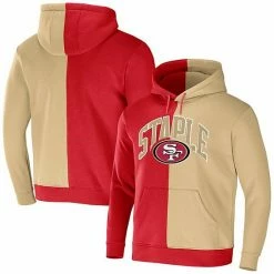 Best Pirce ✔️ Unbranded Men's NFL X Staple Red San Francisco 49ers Split Logo Pullover Hoodie 🤩