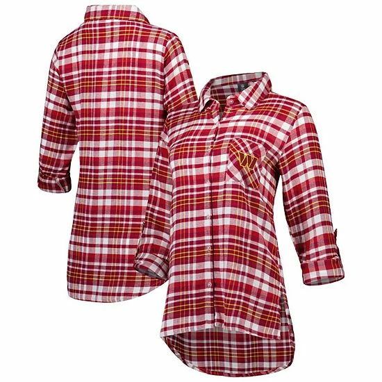 Deals ๐ Unbranded ๐ฉ Women's Concepts Sport Burgundy/Gold Washington Commanders Mainstay Flannel Full-Button Long Sleeve Nightshirt ๐ฅ - Image 2