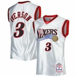 Best deal 🛒 Unbranded Men's Mitchell & Ness Allen Iverson Platinum Philadelphia 76ers 2000-01 Hardwood Classics 75th Anniversary Swingman Jersey 🥰