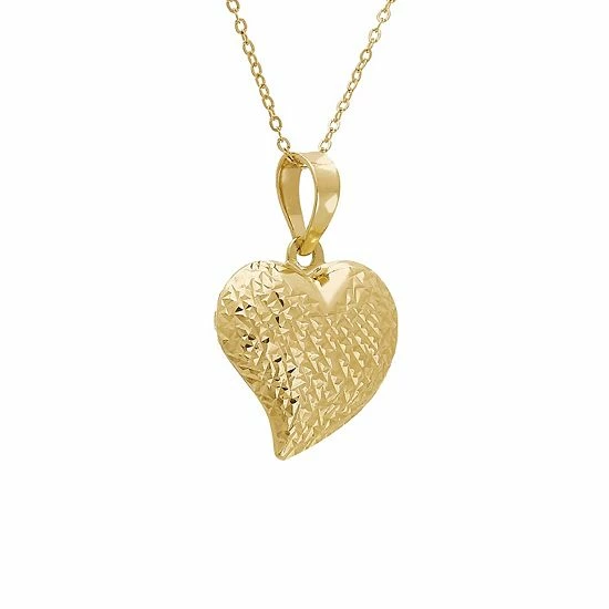 Cheapest ๐ Unbranded 10k Gold Textured Puffed Heart Pendant Necklace ๐ - Image 3