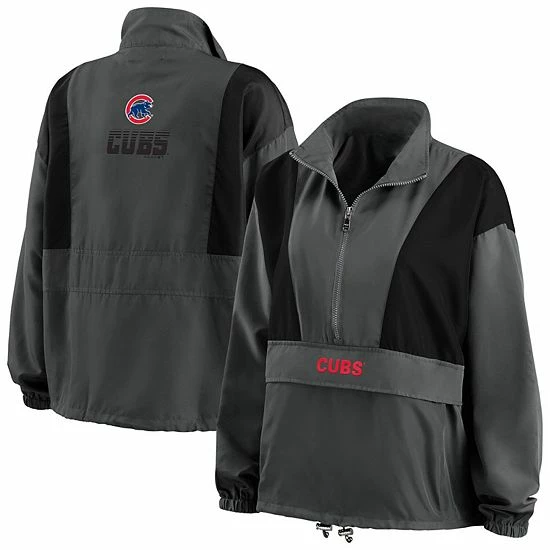Deals ๐ Unbranded ๐ฉ Women's WEAR By Erin Andrews Charcoal Chicago Cubs Packable Half-Zip Jacket โ๏ธ - Image 2
