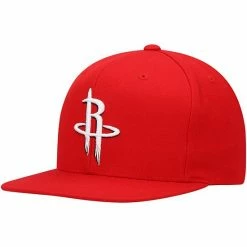 Best deal 🎉 Unbranded Men's Mitchell & Ness Red Houston Rockets Team Ground Snapback Hat 😉