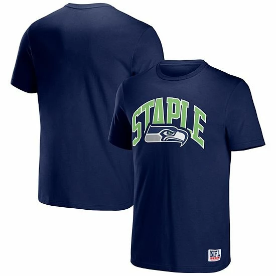 Promo 😉 Unbranded Men's NFL X Navy Seattle Seahawks Logo Lockup T-Shirt 🥰 - Image 2