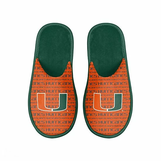 New ❤️ Unbranded Men's FOCO Miami Hurricanes Scuff Logo Slide Slippers ⌛