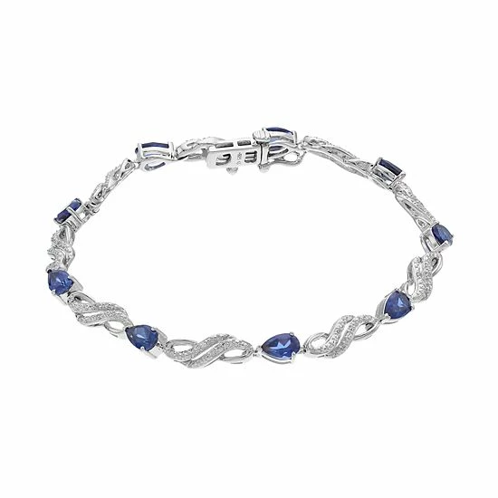Cheapest 🌟 Unbranded Sterling Silver Lab-Created Blue & White Sapphire Bracelet ❤️