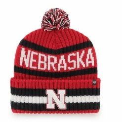 New 😍 Unbranded Men's '47 Scarlet Nebraska Huskers Bering Cuffed Knit Hat With Pom ⭐