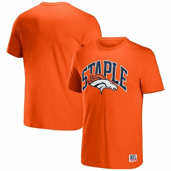 Outlet ⭐ Unbranded Men's NFL X Staple Orange Denver Broncos Logo Lockup T-Shirt 🥰