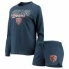 Deals 💯 Unbranded 👩 Women's Concepts Sport Navy Chicago Bears Meter Knit Long Sleeve Raglan Top & Shorts Sleep Set 🔥