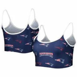 Hot Sale 😀 Unbranded 👩 Women's Concepts Sport Navy/White New England Patriots Breakthrough Allover Knit Sports Bra ✨