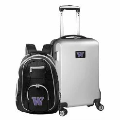 Promo 🤩 Unbranded Washington Huskies Deluxe Hardside Spinner Carry-On Luggage & 🎒 Backpack Set Wsh Black 😍