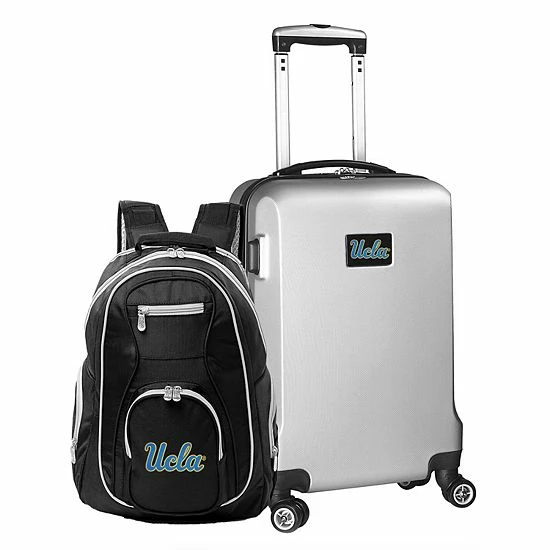 Coupon ✔️ Unbranded UCLA Bruins Deluxe Hardside Spinner Carry-On Luggage & 🎒 Backpack Set Ucl Silver 💯