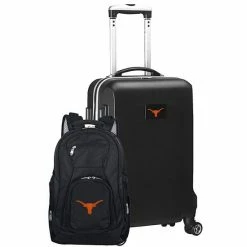 Best Sale 🎉 Unbranded Texas Longhorns Deluxe Hardside Spinner Carry-On Luggage & 🎒 Backpack Set Tex Black 👍
