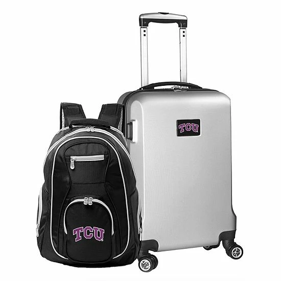 Best Pirce ๐งจ Unbranded TCU Horned Frogs Deluxe Hardside Spinner Carry-On Luggage & ๐ Backpack Set Tcu Pink ๐ - Image 9