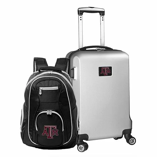 Budget ๐ Unbranded Texas A&M Aggies Deluxe Hardside Spinner Carry-On Luggage & ๐ Backpack Set Tam Silver โ - Image 9