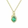 Wholesale 🎉 Unbranded 14k Gold Over Silver Lab-Created Emerald & White Sapphire Pendant Necklace 🎁