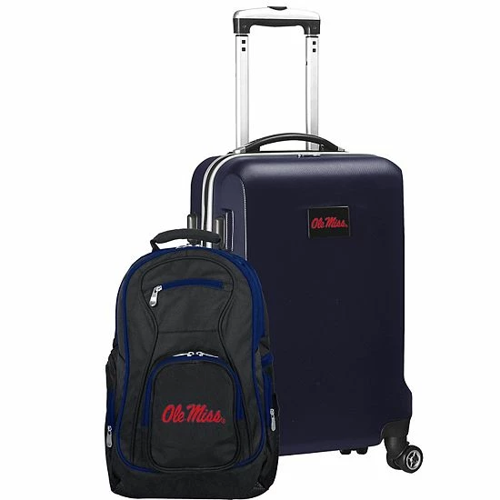 Brand new 😀 Unbranded Ole Miss Rebels Deluxe Hardside Spinner Carry-On Luggage & 🎒 Backpack Set Ole Navy ⭐
