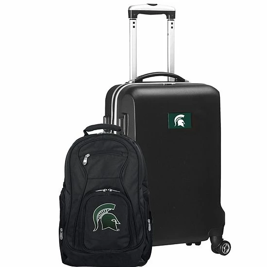 Buy ๐ Unbranded Michigan State Spartans Deluxe Hardside Spinner Carry-On Luggage & ๐ Backpack Set Msu Black ๐ - Image 7