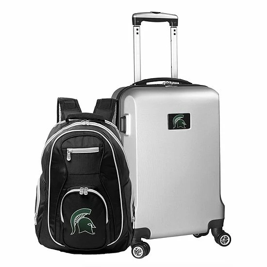 Buy ๐ Unbranded Michigan State Spartans Deluxe Hardside Spinner Carry-On Luggage & ๐ Backpack Set Msu Black ๐ - Image 10