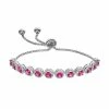 Cheapest 🌟 Unbranded Sterling Silver Lab-Created Ruby & Cubic Zirconia Bolo Bracelet 👏