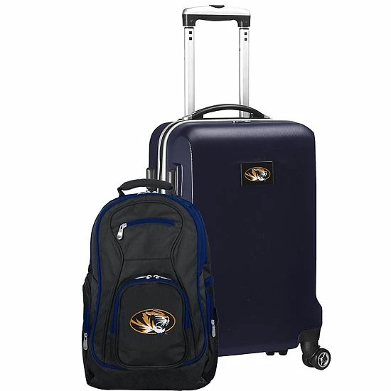 Buy 💯 Unbranded Missouri Tigers Deluxe Hardside Spinner Carry-On Luggage & 🎒 Backpack Set Msi Navy ✔️