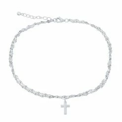 Brand new ✨ Unbranded Mirror Chain Cross Charm Anklet Sterling ⌛