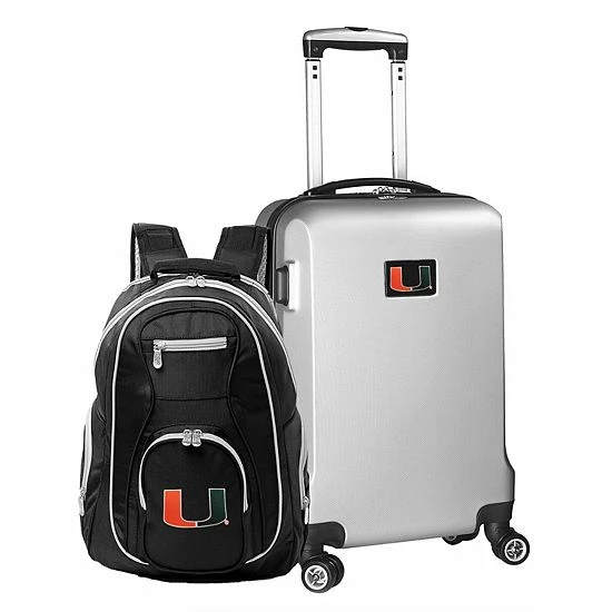 Buy 🔥 Unbranded Miami Hurricanes Deluxe Hardside Spinner Carry-On Luggage & 🎒 Backpack Set Mia Navy ⌛ - Image 8