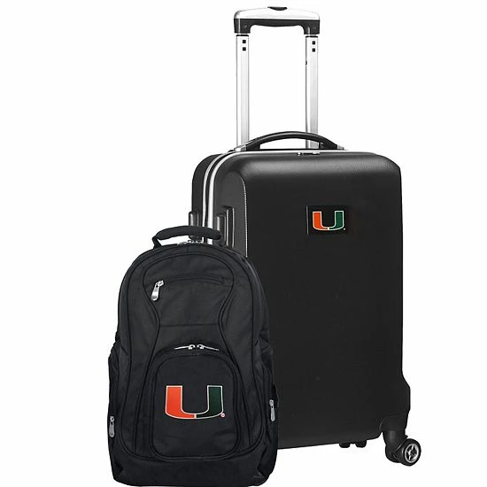 Buy 🔥 Unbranded Miami Hurricanes Deluxe Hardside Spinner Carry-On Luggage & 🎒 Backpack Set Mia Navy ⌛ - Image 9