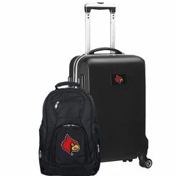 Cheapest 🎁 Unbranded Louisville Cardinals Deluxe Hardside Spinner Carry-On Luggage & 🎒 Backpack Set Lou Pink 🎁
