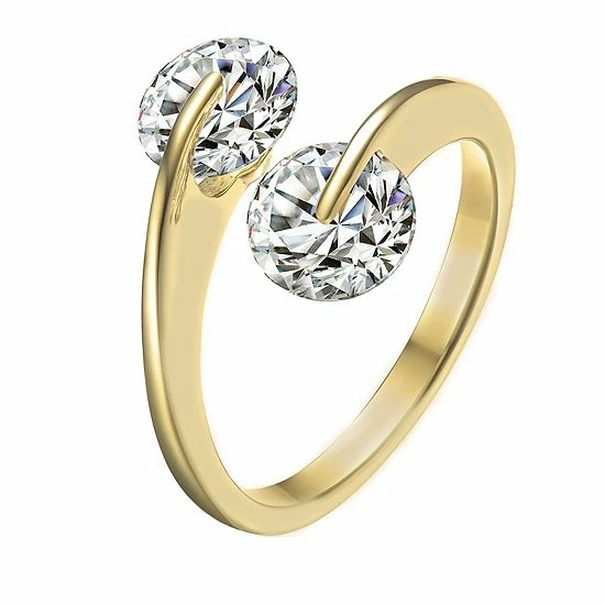 New โ Unbranded 14k Gold Over Sterling Silver Cubic Zirconia Two Stone Ring ๐ - Image 2